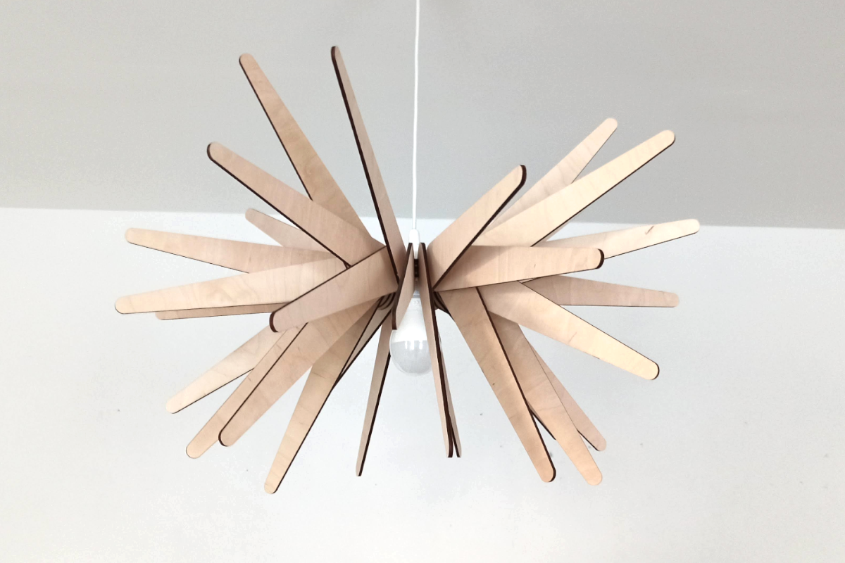 Dřevěný závěsný lustr - svítidlo - HEDGE - 60 cm - 34 lamel