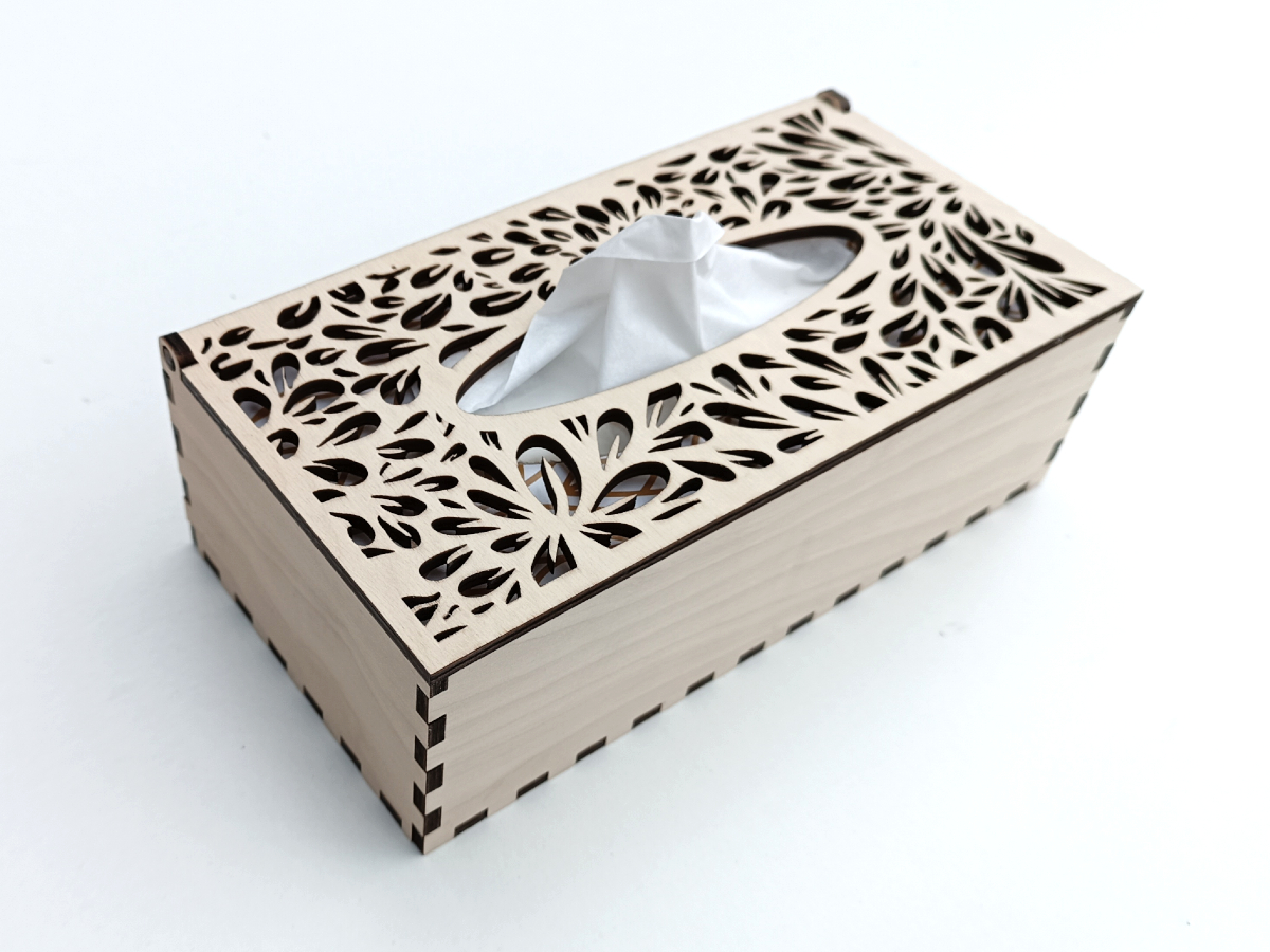 Dřevěná krabička na kapesníky - FLOWER