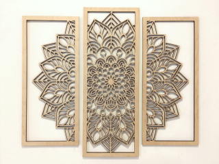 Dřevěný troj obraz - MANDALA HARMONIE 