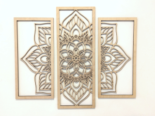 Dřevěný troj obraz - MANDALA FLOWER 