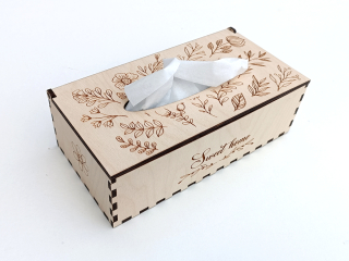 Dřevěná krabička na kapesníky - SWEET HOME